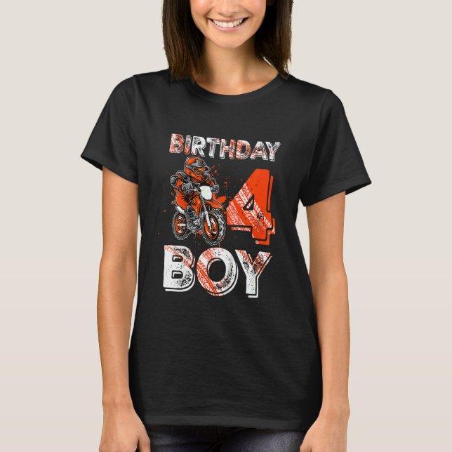 Kids Dirt Bike 4th Birthday  Dirtbike Motorcycle   T-Shirt (Front)