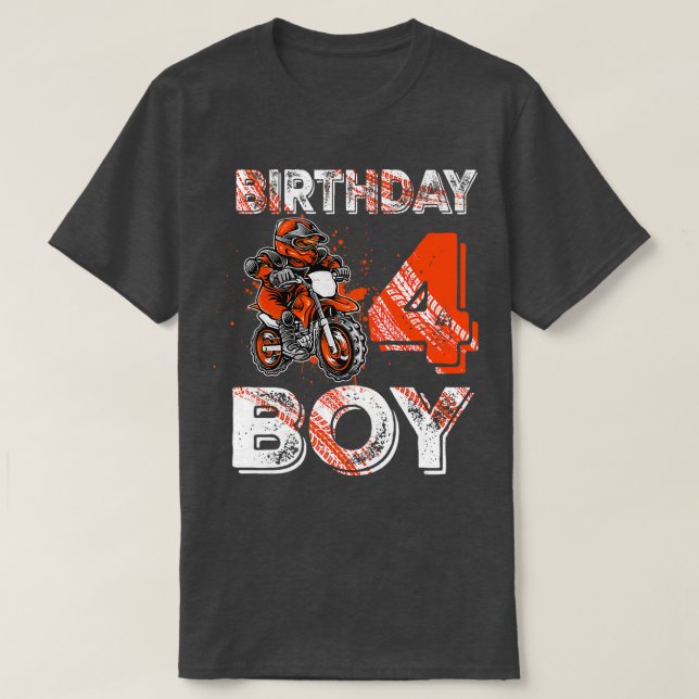 Kids Dirt Bike 4th Birthday Shirt Dirtbike Motorcy (Design Front)
