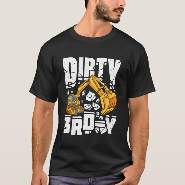 Kids Dirty 3rd Y Excavator Construction 3rd Birthd T-Shirt (Front)