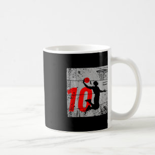 Kids Distressed 10 Year Old 10th Basketball Birthd Coffee Mug
