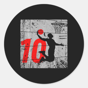 Kids Distressed 12 Year Old 12th Basketball Birthd Classic Round Sticker