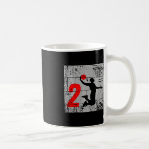 Kids Distressed 2 Year Old 2nd Basketball Birthday Coffee Mug