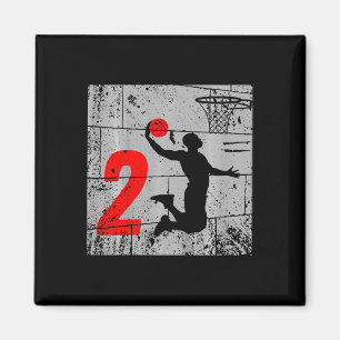 Kids Distressed 2 Year Old 2nd Bysketbyll Birthday Magnet