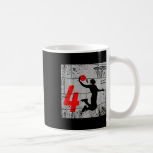 Kids Distressed 4 Year Old 4th Bysketbyll Birthday Coffee Mug