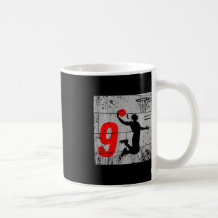 Kids Distressed 9 Year Old 9th Basketball Birthday Coffee Mug