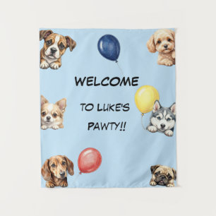 Kids Dog Party Banner Tapestry