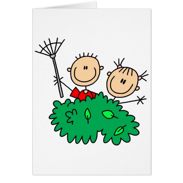 Kids Doing Yardwork Card (Front)