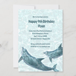 Kids Dolphin Birthday Party Invitations