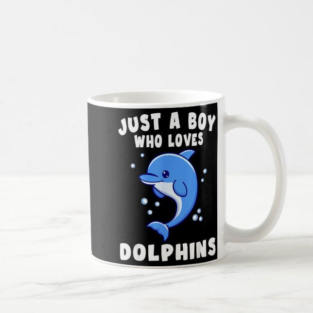 Kids Dolphin Just A Boy Who Loves Dolphins Gift  Coffee Mug (Right)