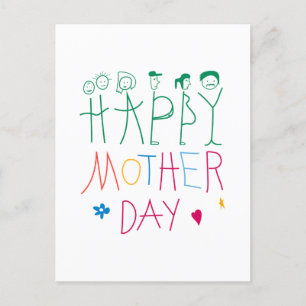Kids Doodle Happy Mother's Day   Postcard