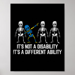 Kids Down Syndrome Awareness Skeleton Dab Not Disa Poster