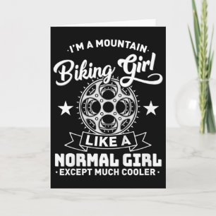Kids Downhill Biker Girl - Mountain Biking Girl -  Card