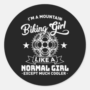 Kids Downhill Biker Girl - Mountain Biking Girl - Classic Round Sticker