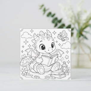 Kids Dragon Birthday Card - COLOR ME