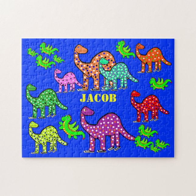 Kids Dragons & Dinosaurs Puzzle Personalised Gift (Horizontal)