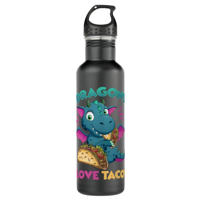 Kids Dragons With Wings Love Tacos Funny Dragon Gi 710 Ml Water Bottle (Front)