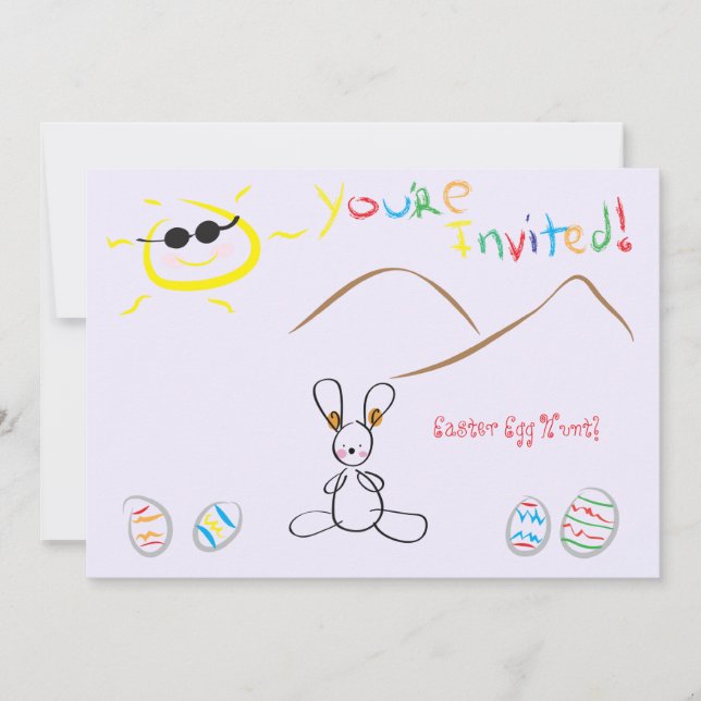 Kids Drawing Easter Egg Hunt Invitation (Front)