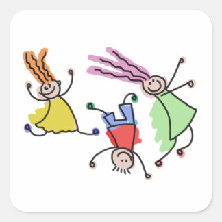 kids drawing square sticker