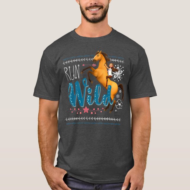 Kids DreamWorks Spirit Riding Free  Run Wild T-Shirt (Front)
