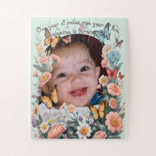 Kid's Dreamy Butterflies & Pastel Flowers Jigsaw Puzzle