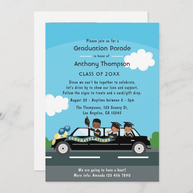 Kids Drive By Graduation Party Photo Invitation (Front/Back)