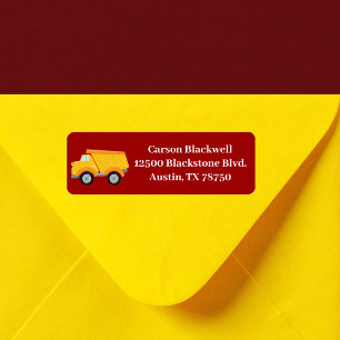 Kids Dump Truck Red Boys Return Address Return Address Label