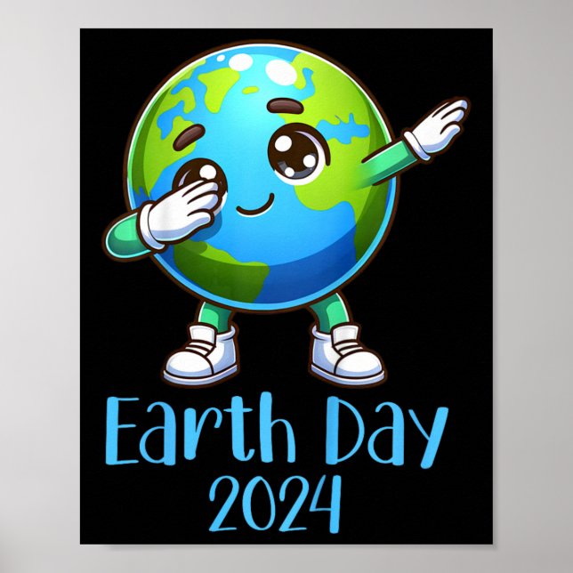 Kids Earth Day Dabbing Planet Earth Climate Change Poster (Front)