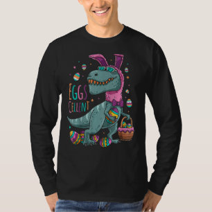 Kids Easter Basket Stuffers T Rex Easter Bunny Egg T-Shirt