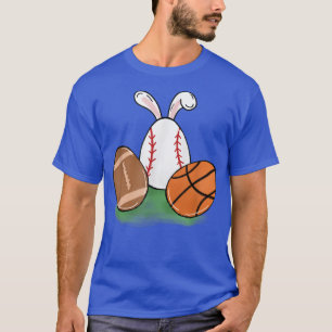 Kids Easter Boys Baseball Basketball Football Bunn T-Shirt