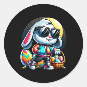 Kids Easter Bunny Boys Classic Round Sticker