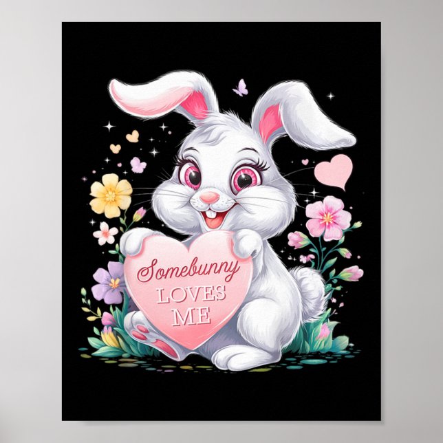 Kids Easter Bunny Rabbit Pastel Design Springtime  Poster (Front)
