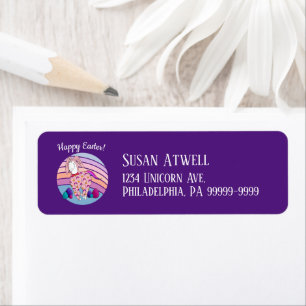 Kids Easter Bunny Unicorn in Bunny Suit Bunnicorn Return Address Label