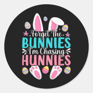 Kids Easter Day Bunny Forget The Bunnies I'm Chasi Classic Round Sticker