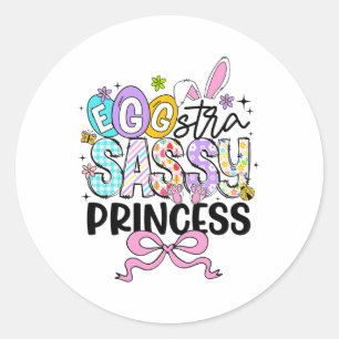 Kids Easter Day Egg-stra Sy Princess Girl Rabbit E Classic Round Sticker