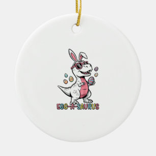 Kids Easter Dino Bunny Egg A Saurus Trex Bunny Boy Ceramic Ornament