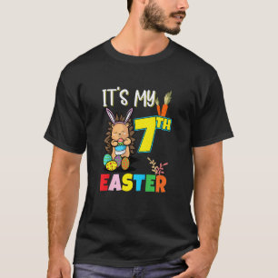 Kids Easter Egg Hunt 7th Birthday Cute Easter Hedg T-Shirt