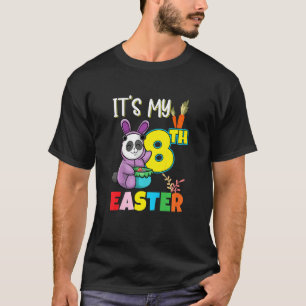 Kids Easter Egg Hunt 8th Birthday Cute Easter Pand T-Shirt