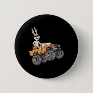 Kids Easter Rabbit Riding Monster Truck Fun Boys G 6 Cm Round Badge