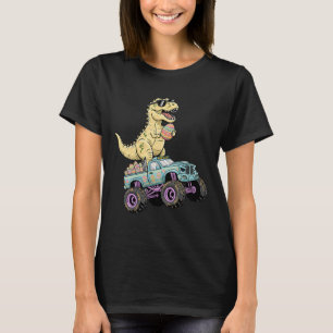 Kids Easter T Rex Monster Truck Dino Graphic  T-Shirt