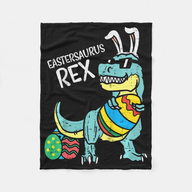 Kids Eastersaurus Rex Easter Trex Bunny Toddler Bo Fleece Blanket (Front)