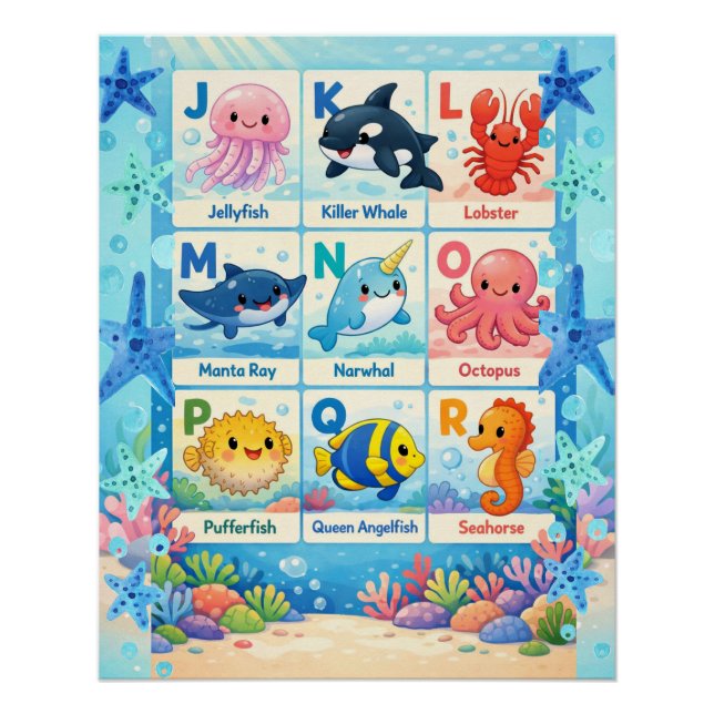 Kids Educational Ocean Wall Art (Front)