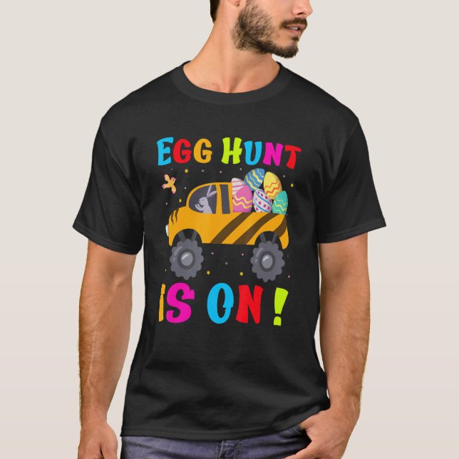 Kids Egg Hunt Is On Tractor Easter Eggs Cute Boys  T-Shirt (Front)