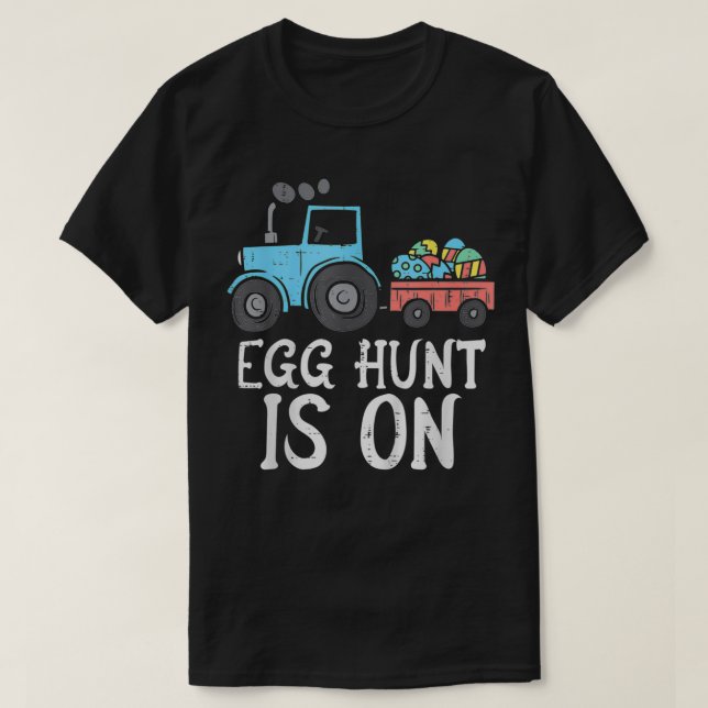 Kids Egg Hunt Is On Tractor Easter Eggs Cute Boys  T-Shirt (Design Front)