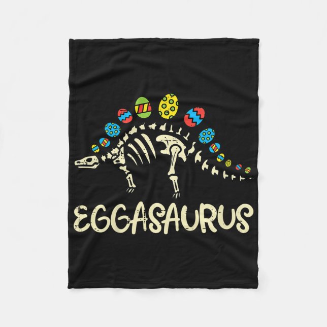 Kids Eggasaurus Easter Stegosaurus Dinosaur Boys K Fleece Blanket (Front)