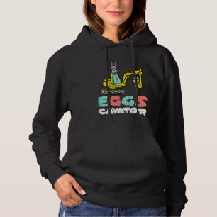Kids Eggs Cavator Easter Bunny Excavator Cute Boys Hoodie