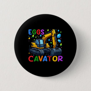 Kids Eggscavator Bunny Excavator Egg Hunting Toddl 6 Cm Round Badge