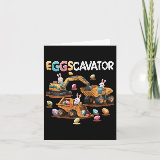 Kids Eggscavator Easter Egg Hunt Construction Truc Card (Front)