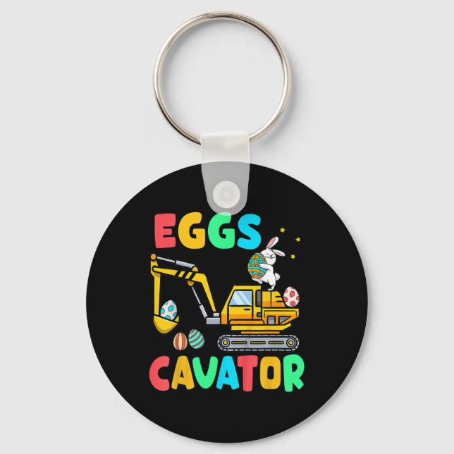 Kids Eggscavator Funny Easter Excavator Egg Huntin Key Ring (Front)