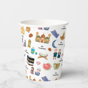 Kids Eid Mubarak Colourful Islamic Paper Cups