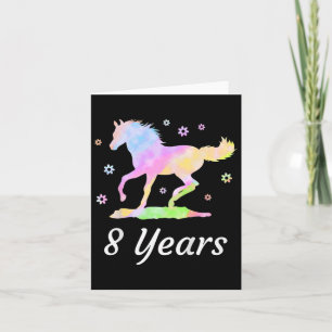 Kids Eight Years 8th Birthday Horse Ride Rainbow H Card